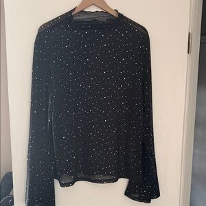 Fashion Nova Black Sheer Polka Dot Blouse